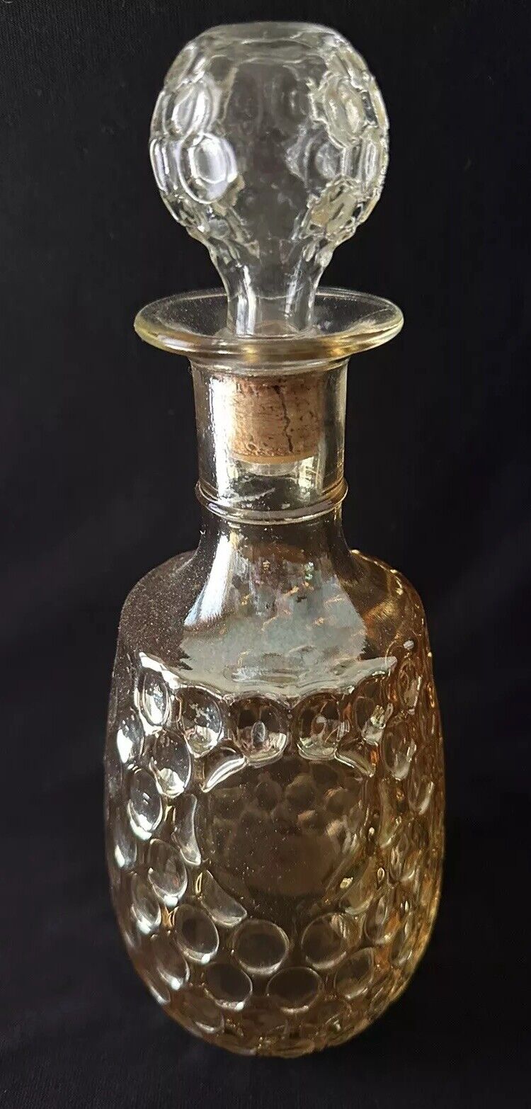 Vintage OLD FORESTER MCM Whiskey Decanter Marigold Carnival Glass  THUMBPRINT