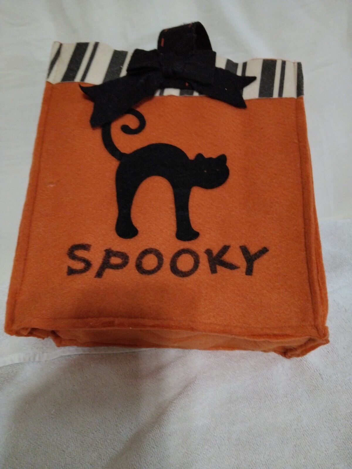 Unbranded Halloween Spooky Black Cat Cloth Trick or Treat Bag/Home Decor