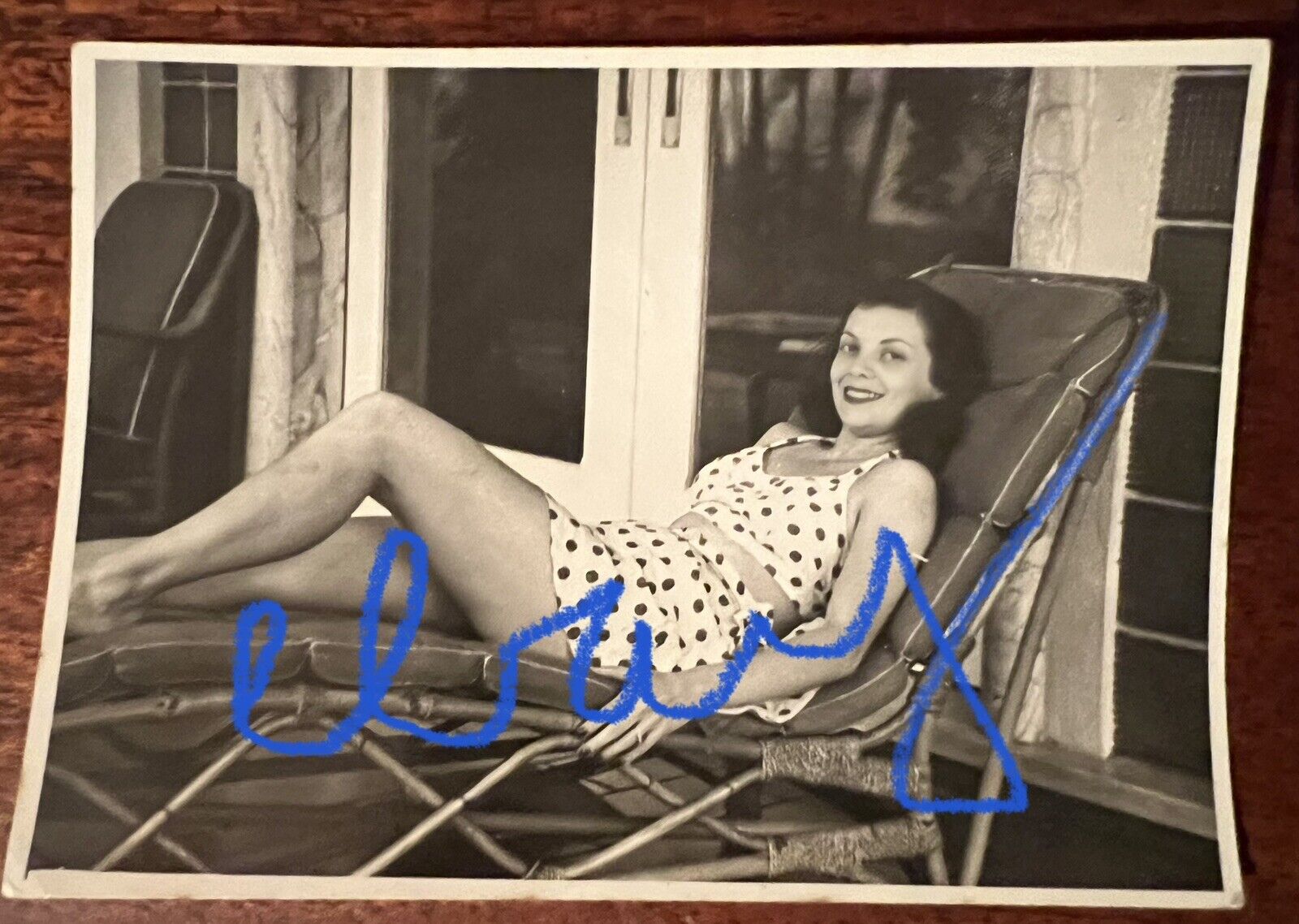 VTG 1940s Found Photo Polka Dot Halter & Miniskirt Brazil Amateur Brunette Pinup
