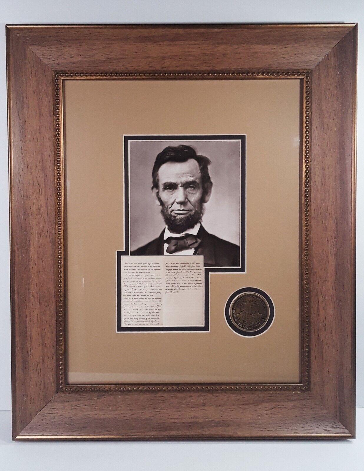 Abraham Lincoln Civil War Gettysburg Address Framed & Matted Photo 