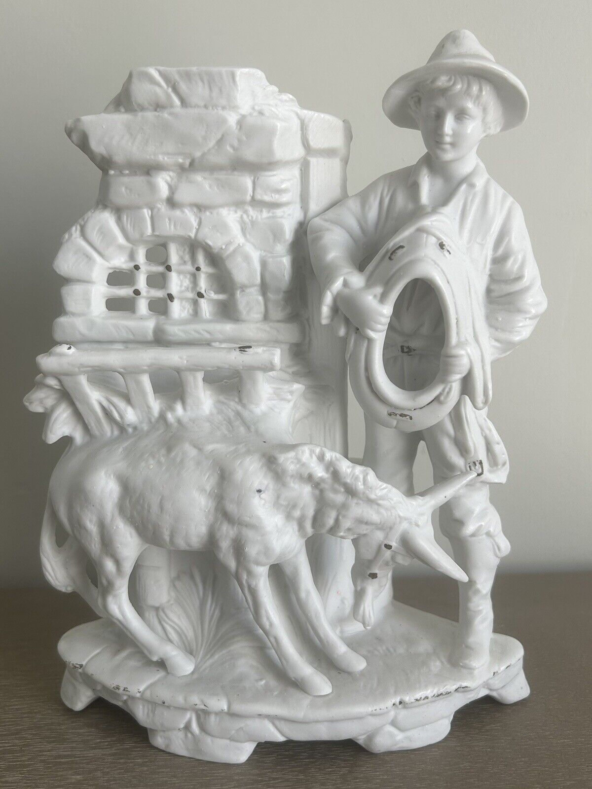 ANTIQUE 19th Century Vase Grafenthal DEP Unger Schneider & Co Boy & Donkey