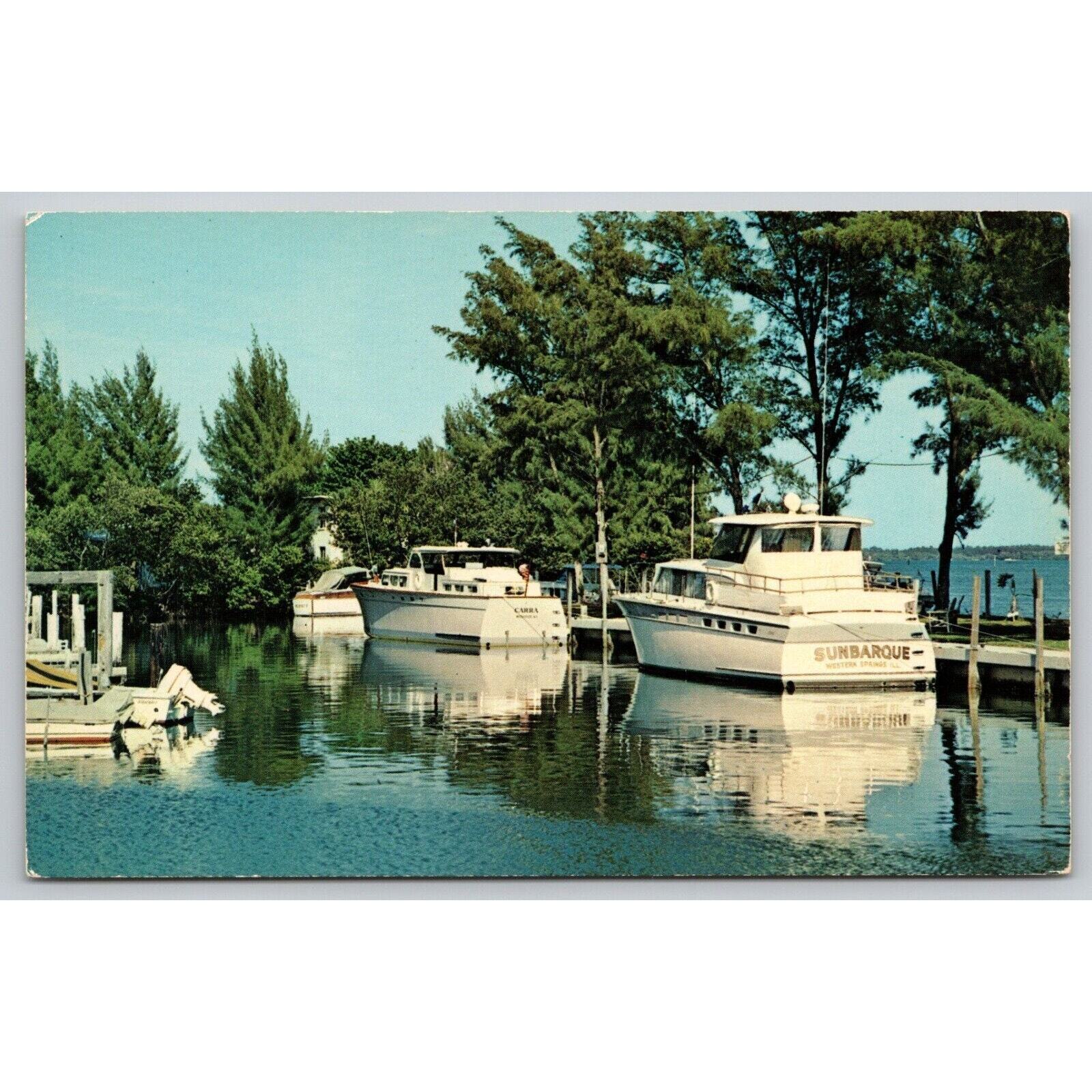 Postcard FL Holmes Beach Waterways And Yachts