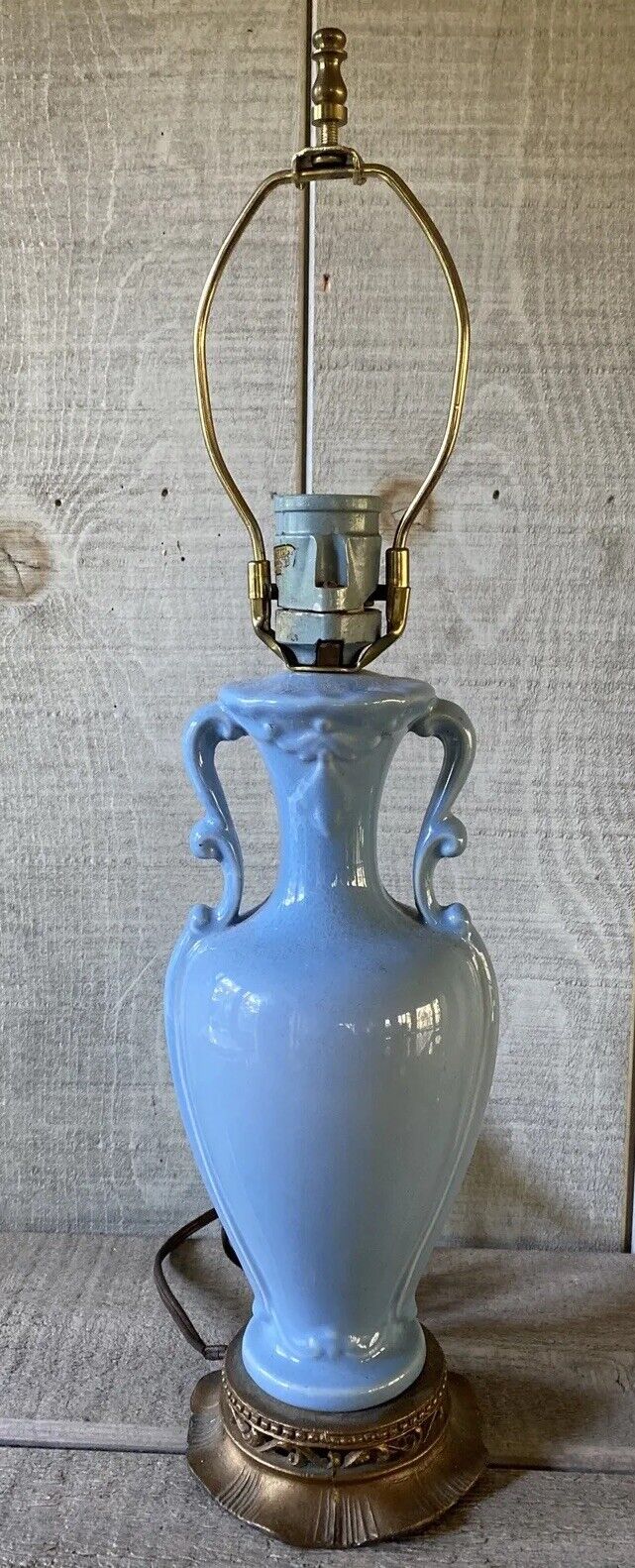 Vintage Porcelain French Neoclassical Blue Urn Table Lamp