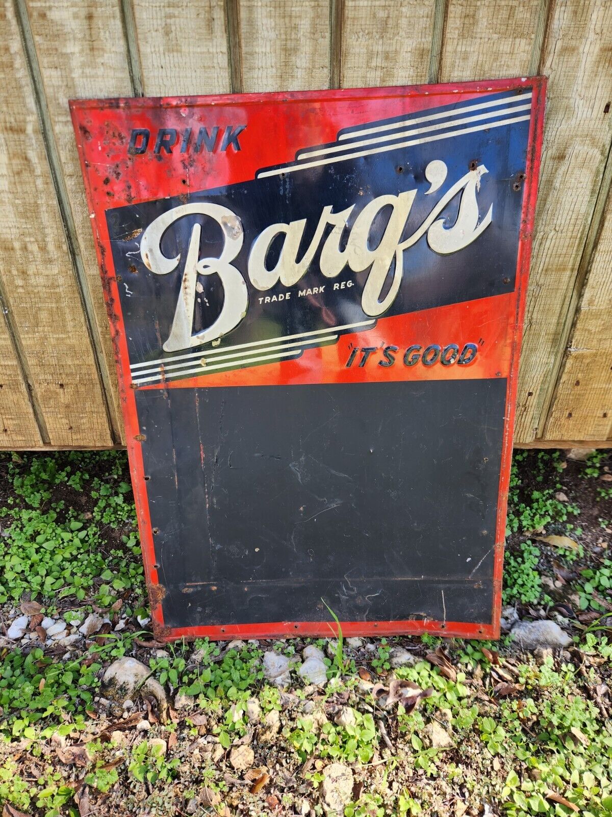 Vintage Barqs Root Beer Embossed Menu Chalk Board RARE SODA DRINK SIGN PATINA 