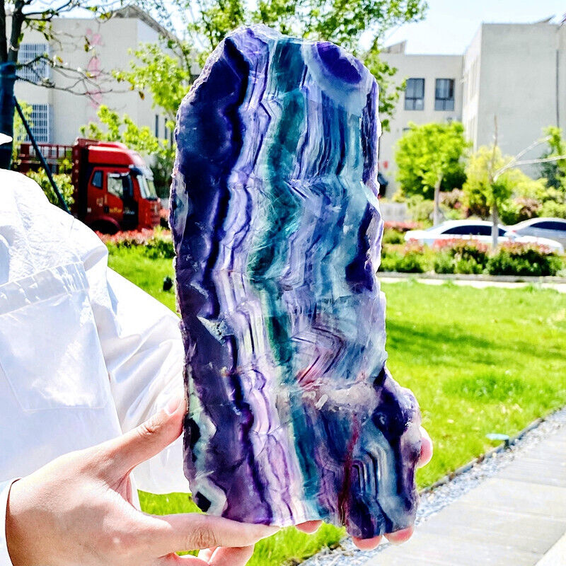 5.79LB Natural color fluorite slice quartz crystal mineral specimen