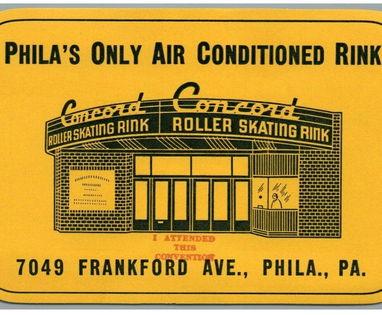 1950s Concord Roller Skating Rink Philadelphia PA Label Decal MCM Building 5775