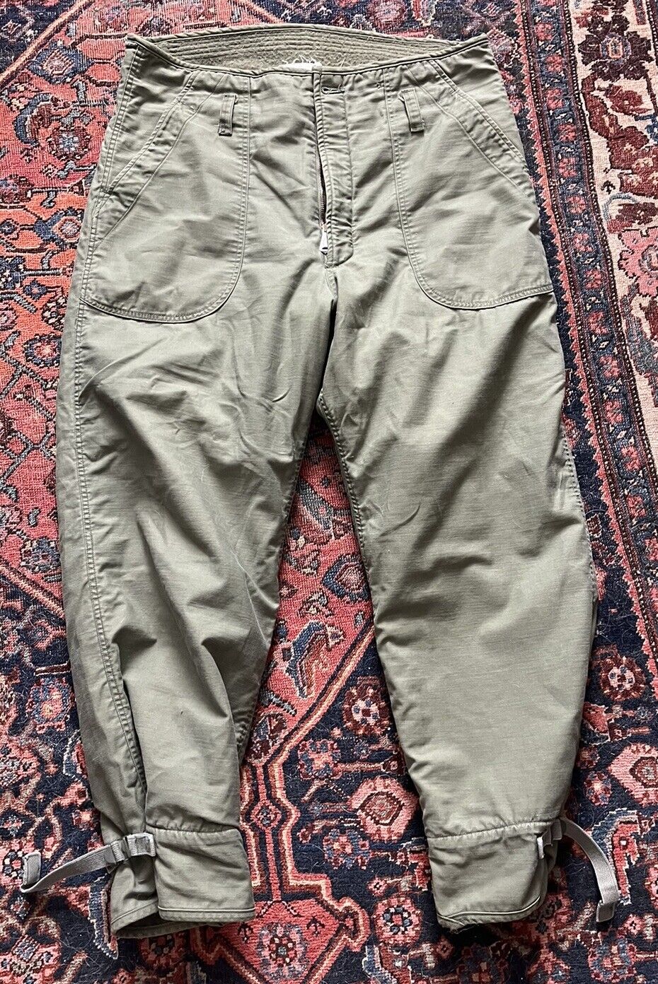 US Military Trousers Cold Weather Permeable Insulated OD Green size Large 1978
