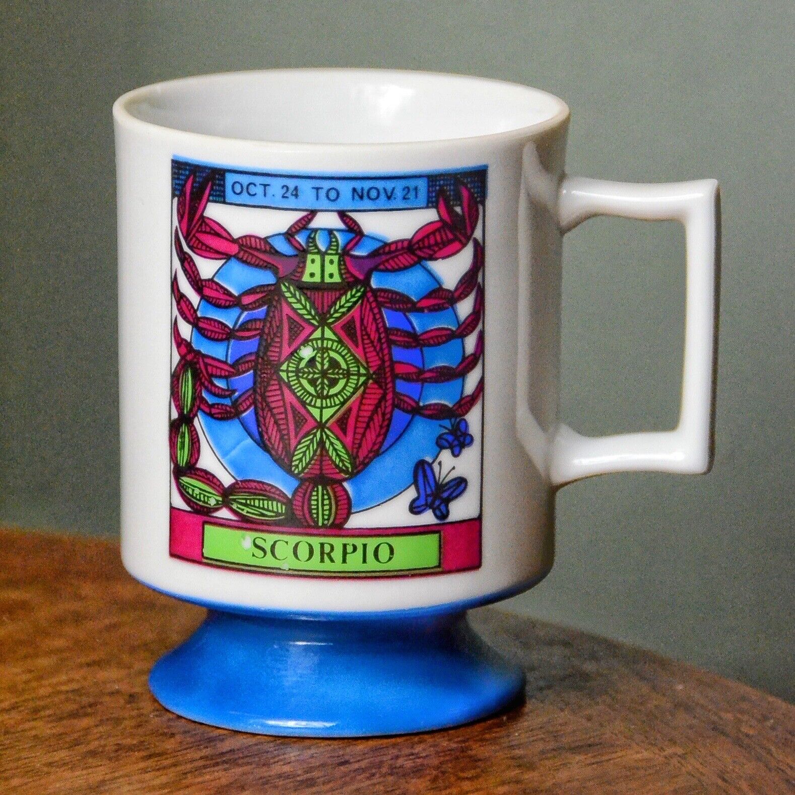 Vintage Scorpio Zodiac Pedestal Astrology Coffee Mug