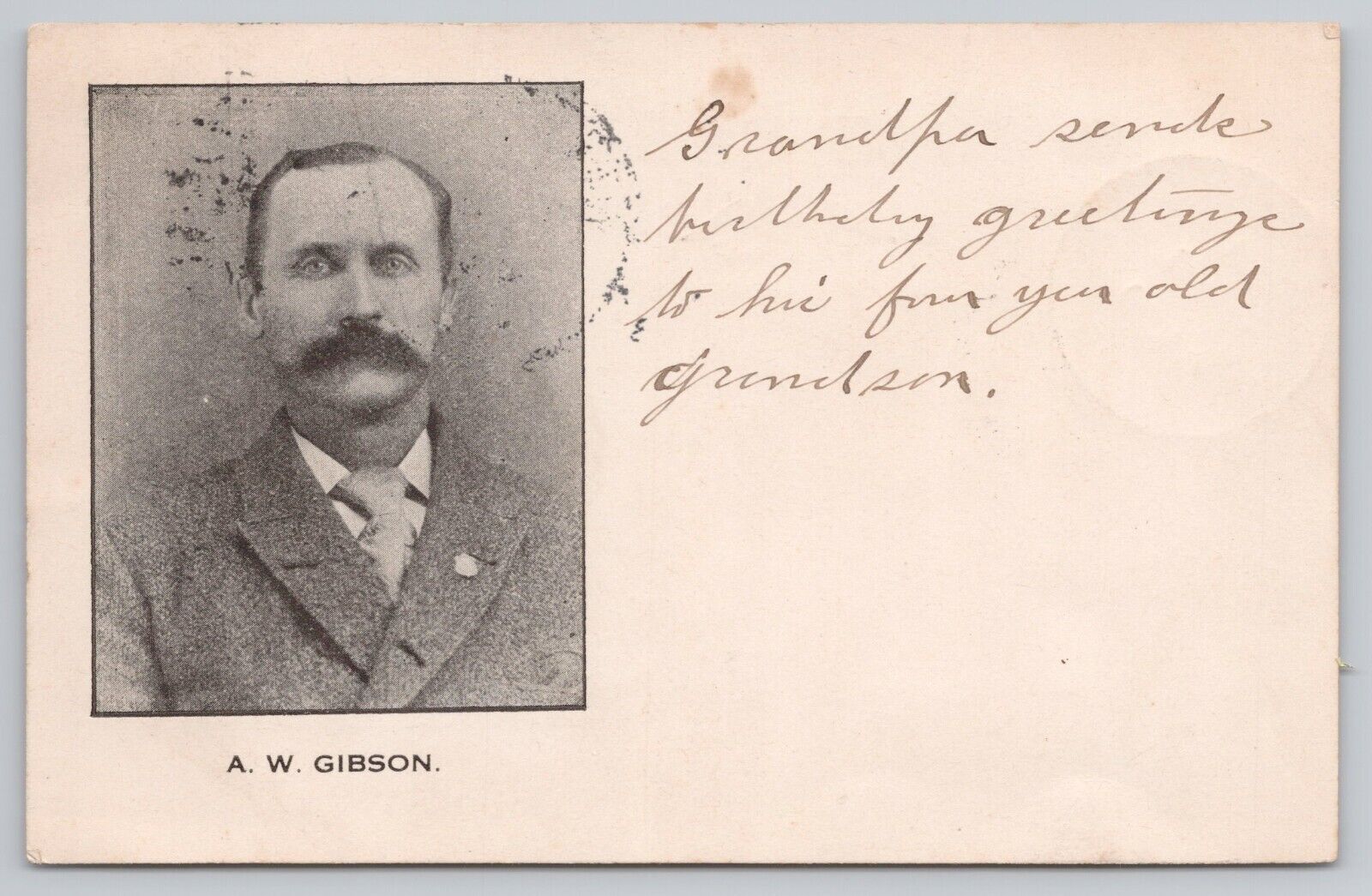 Postcard A W Gibson, Vintage Undivided Back Portrait PM 1907