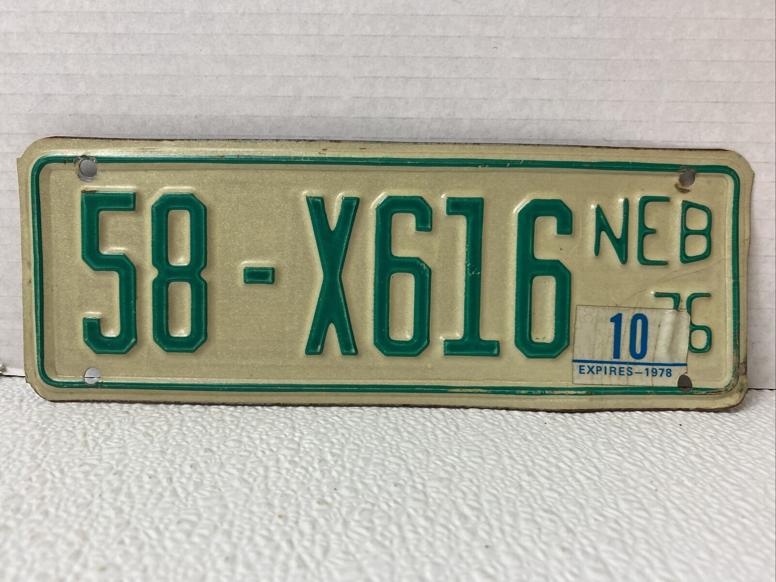 1976 Nebraska Trailer License Plate 58-X616 Oct 78 Tags