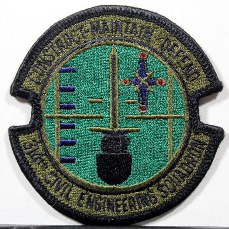 US Air Force 314th Civil Engineering Squadron Insignia Badge Crest Subdued Patch