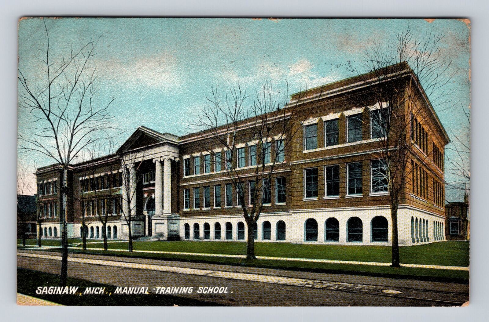 Saginaw MI-Michigan, Manual Training School, Antique Vintage c1909 Postcard