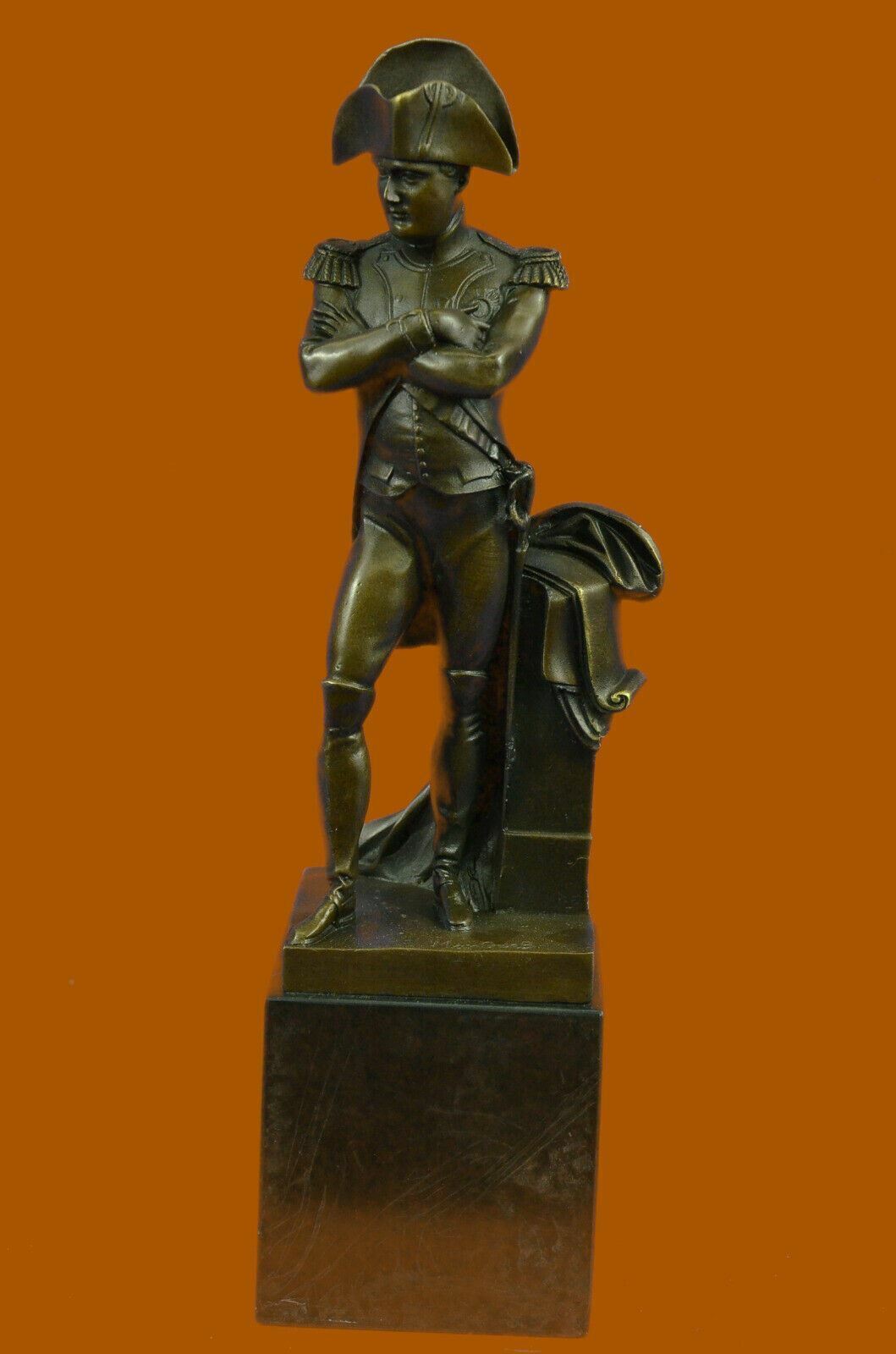 Western Pure Bronze Copper Marble Napoleon Standing Art Deco Sculpture Statue