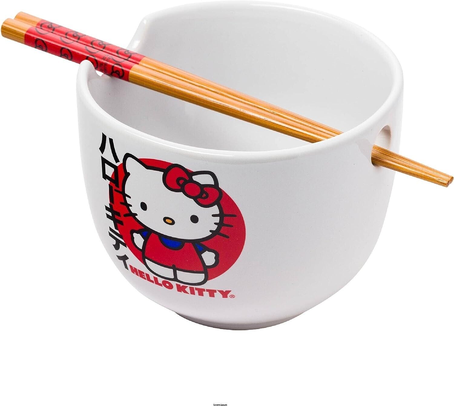 Sanrio Hello Kitty Ramen Bowl w/Chopsticks Ceramic Japanese Kawaii Gift 20 oz