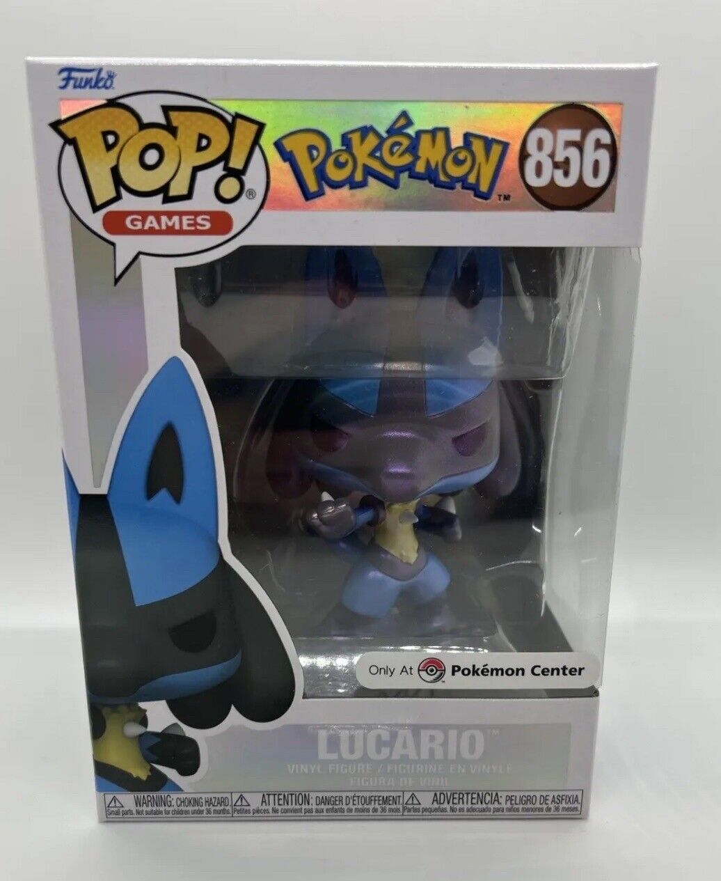Funko Pop Pokemon Center Exclusive Lucario #856 Pearlescent Vinyl Figure In Hand