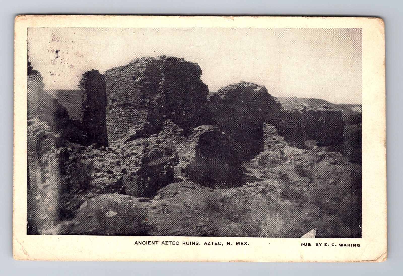 Aztec NM-New Mexico, Ancient Aztec Ruins, Antique Vintage Postcard