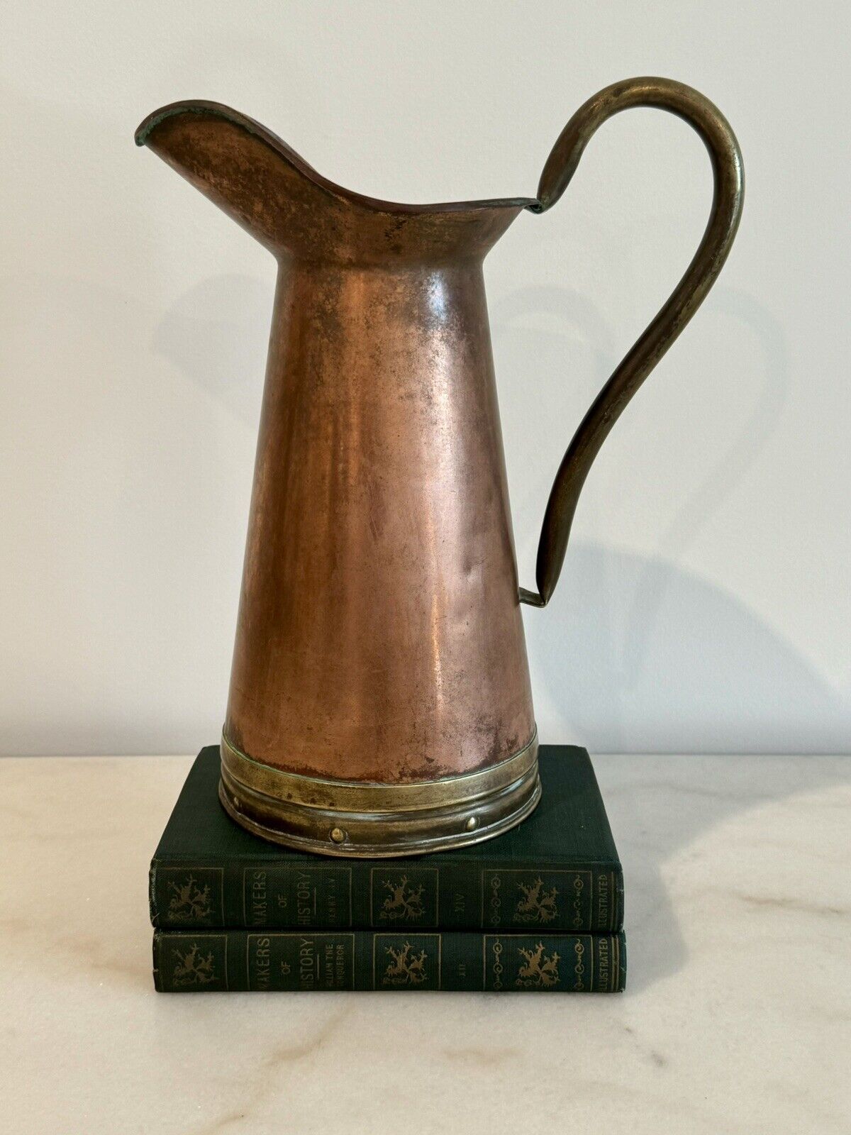 Vintage Tagus R-62 Copper And Brass 11” Pitcher. Made In Portugal.