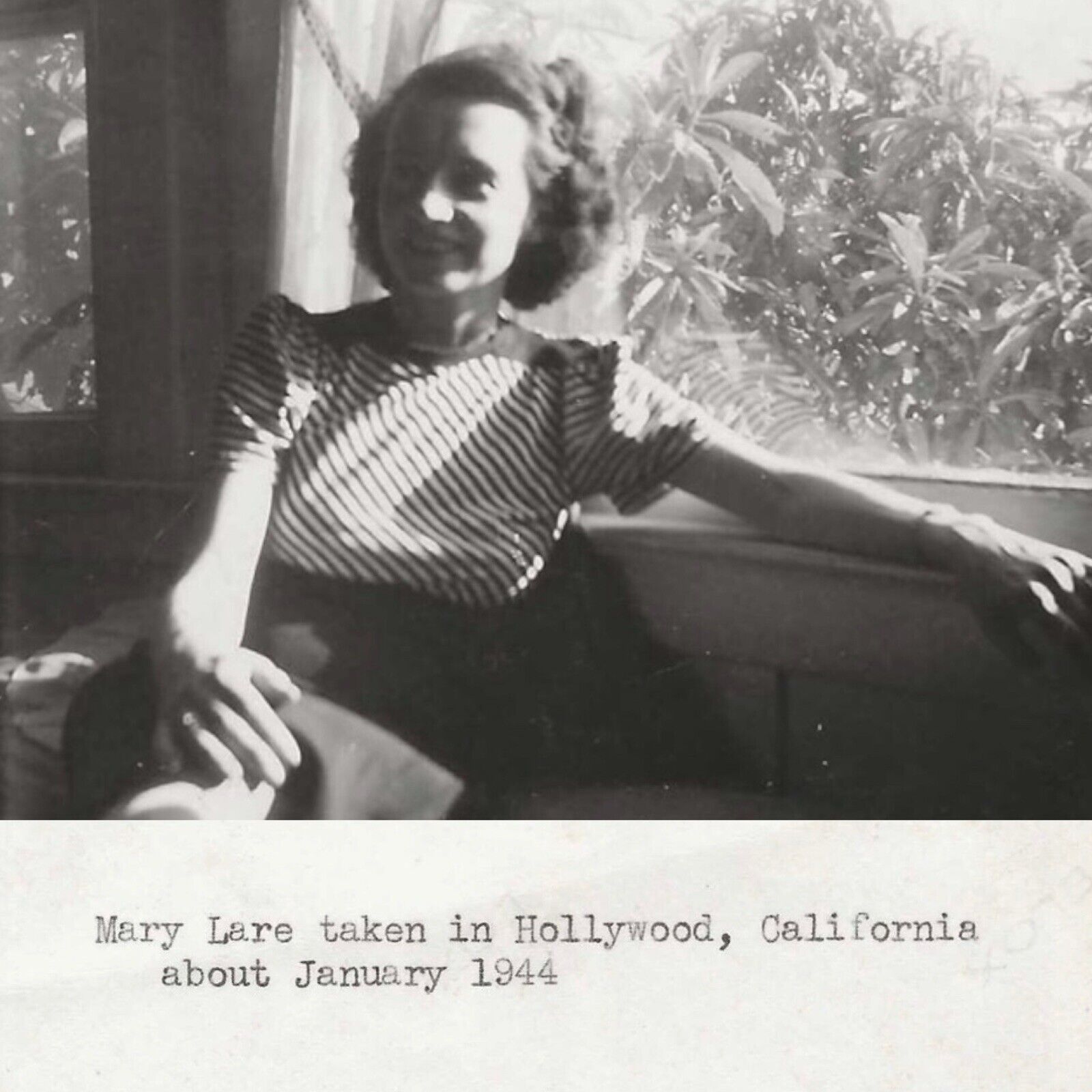 Vintage Snapshot Photo Identified Woman In Hollywood California 1944 Photograph