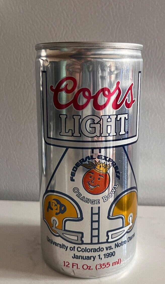 EMPTY BOTTOM OPENED Coors Light 1990 Orange Bowl Can CU Buffaloes Notre Dame