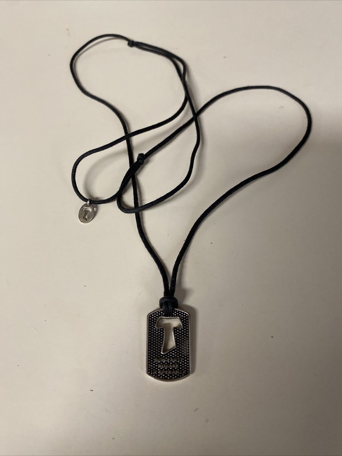 Franciscan Tau 925 Sterling Silver On Leather Adjustable Necklace