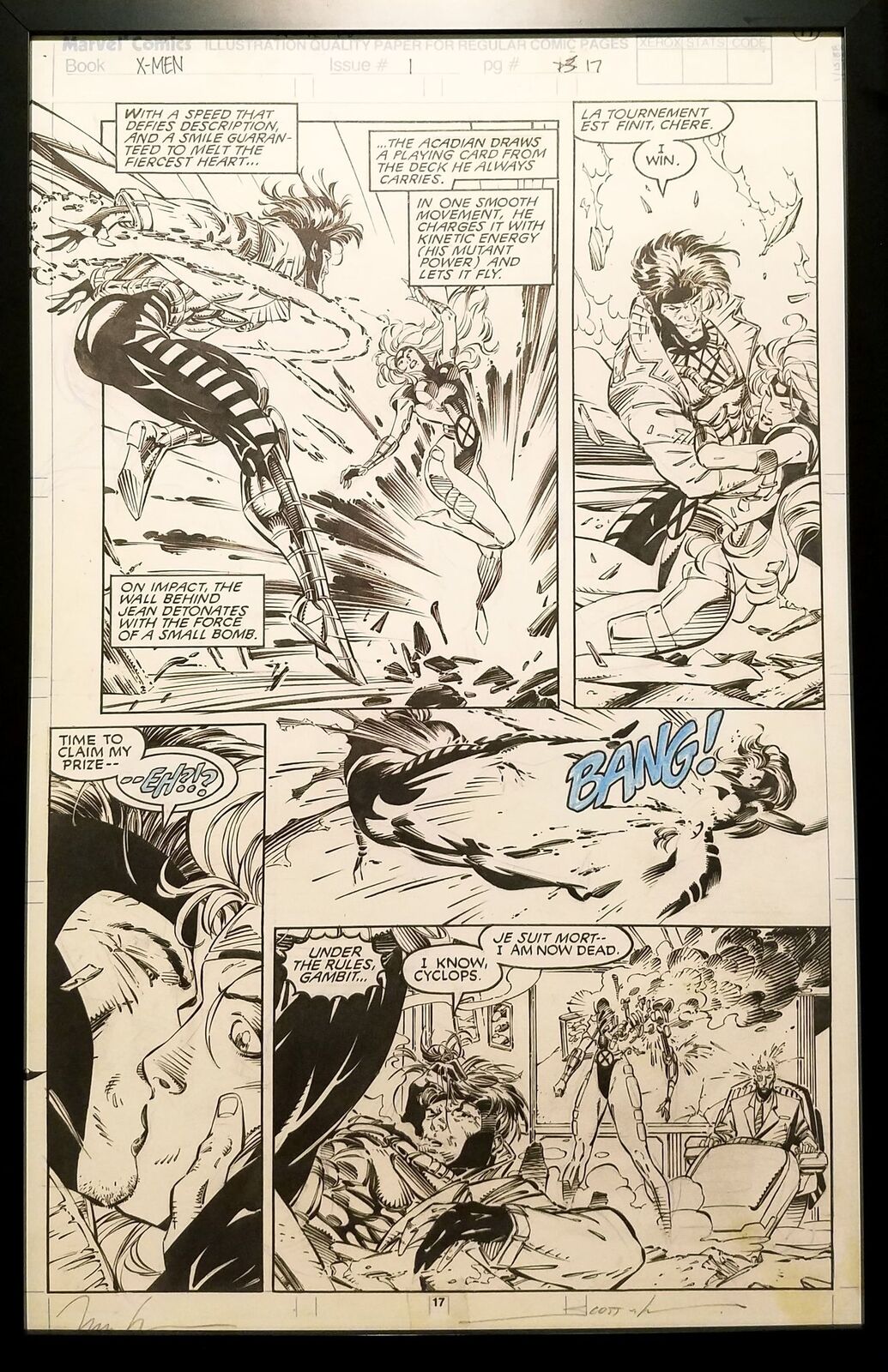 X-Men #1 pg. 17 Gambit Jim Lee 11x17 FRAMED Original Art Print Poster Marvel Com