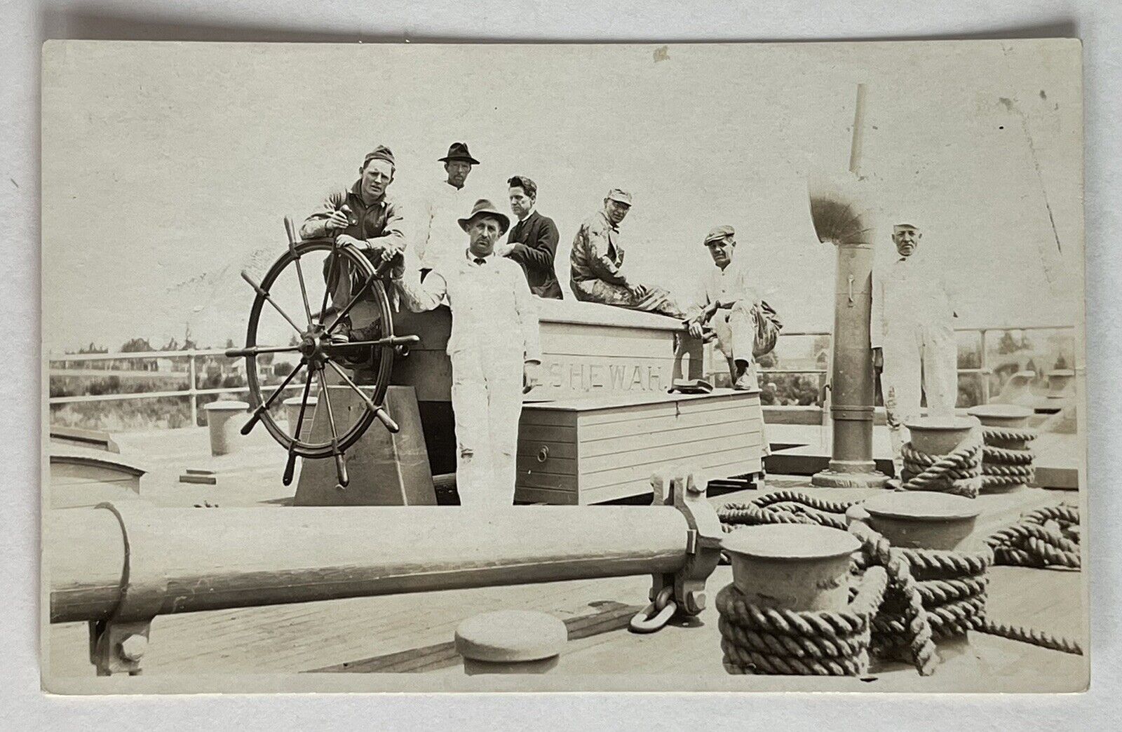 RPPC Real Photo Postcard Men On Large Ship