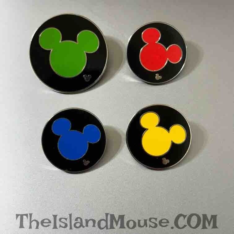Disney WDW Cast Lanyard Mickey Icon Yellow Green Blue Red 4 Pin Set (U4:41188)