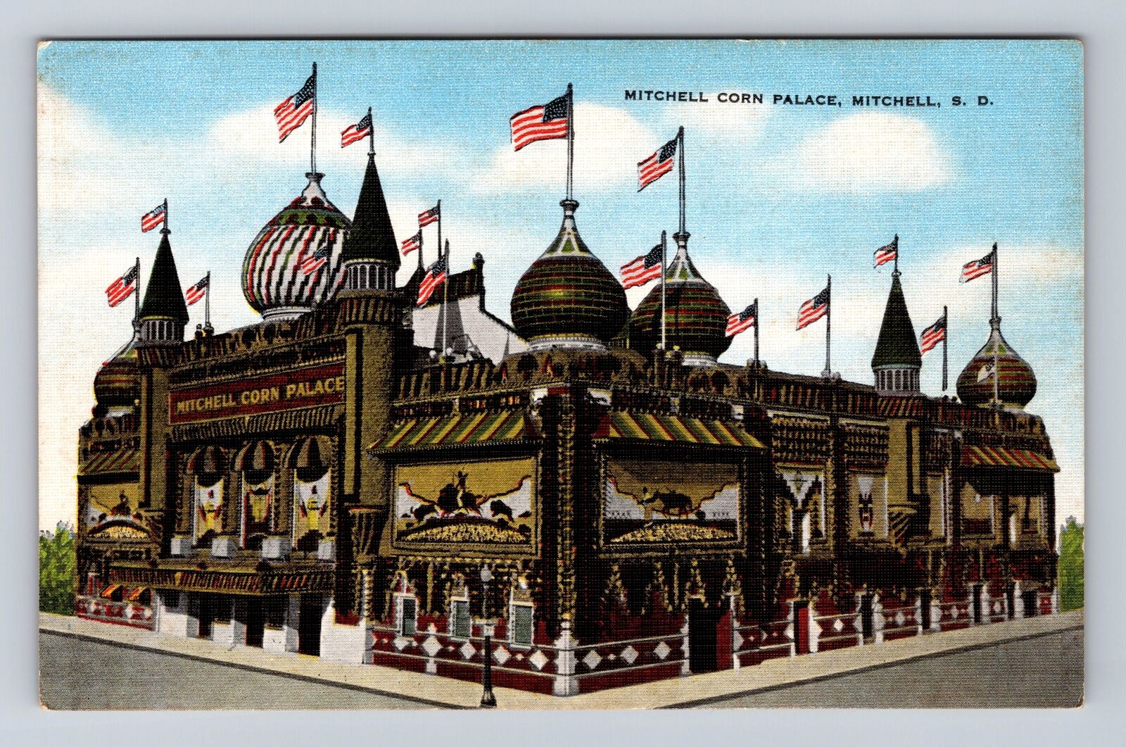 Mitchell SD- South Dakota, Mitchell Corn Palace, Antique, Vintage Postcard