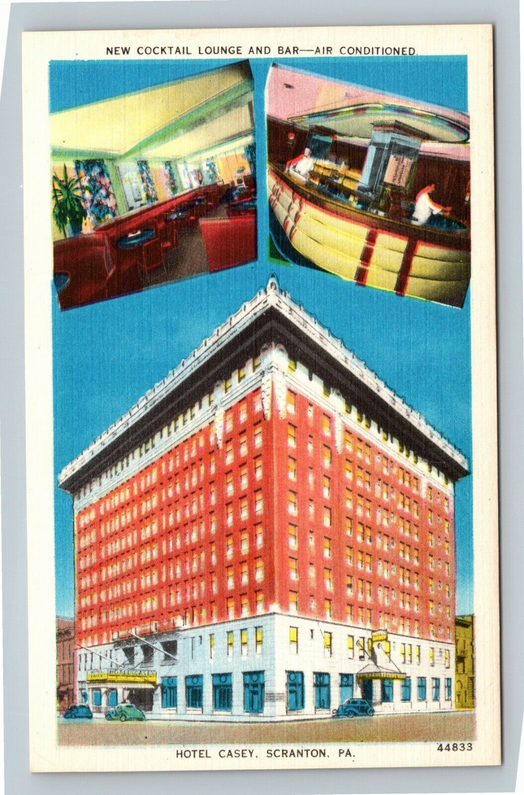 Scranton PA, Hotel Casey Lounge Bar Demolished 2001 VintagePennsylvania Postcard