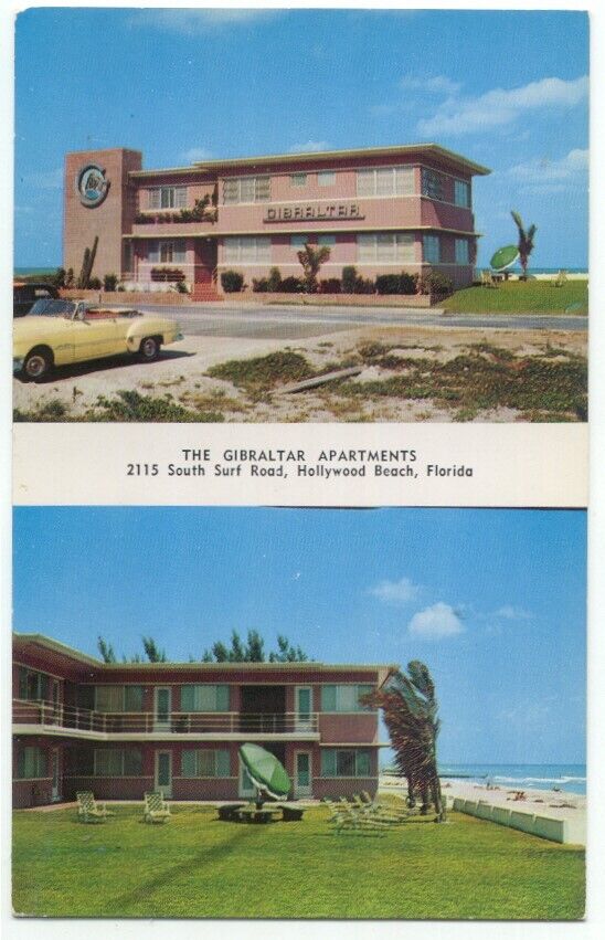 Hollywood Beach FL The Gibraltar Apartments Postcard Florida