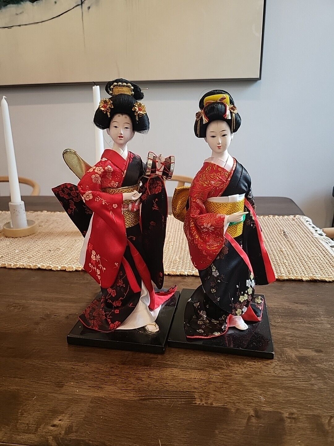 2 Vintage Beautiful Traditional Japanese Geisha Doll 12\