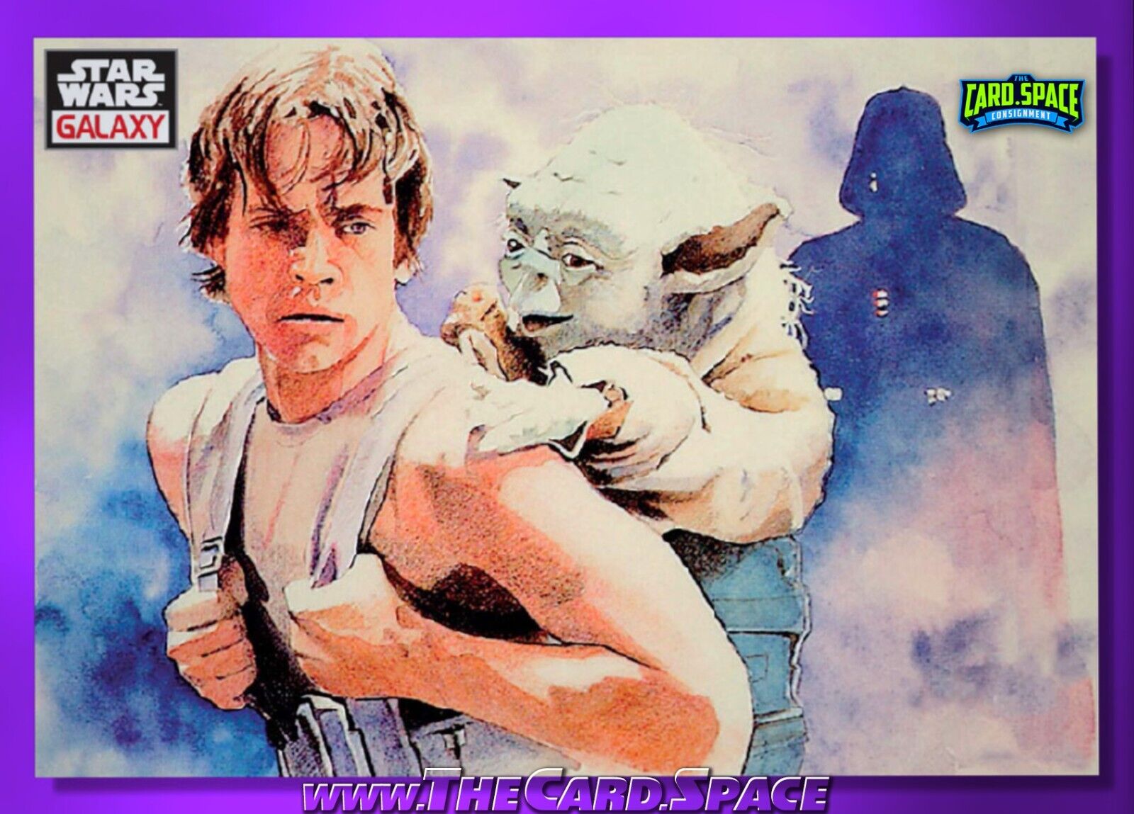 SUPER RARE: \'23 Topps Star Wars Chrome Galaxy - Purple # Luke Skywalker & Yoda