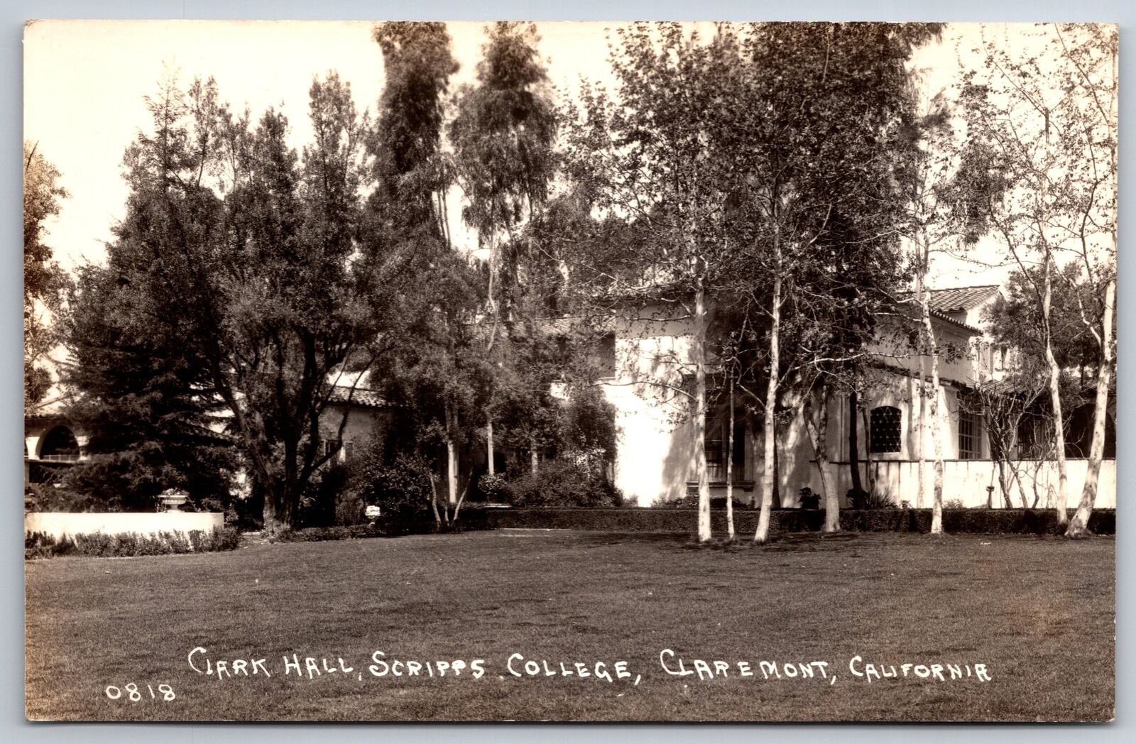 Claremont California~Panorama Clark Hall~Scripps College~RPPC 