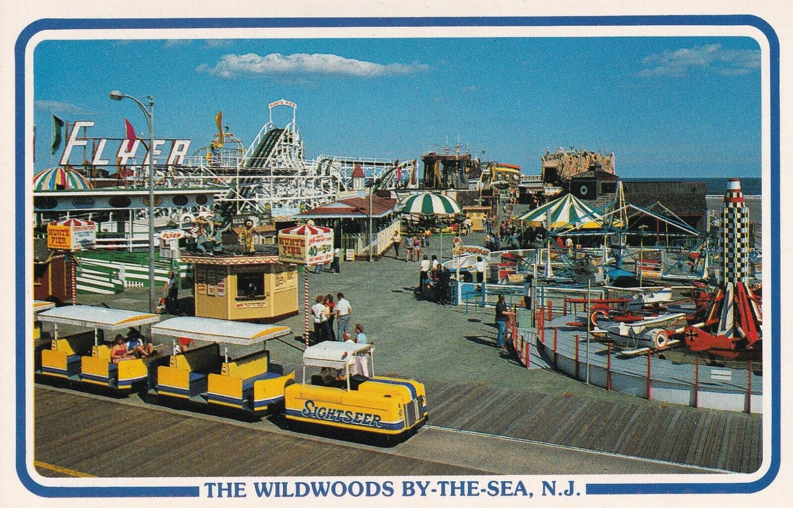 c1970\'S Wildwood By-The-Sea Sightseer/Up N Atom Rides Amusement Park NJ Postcard