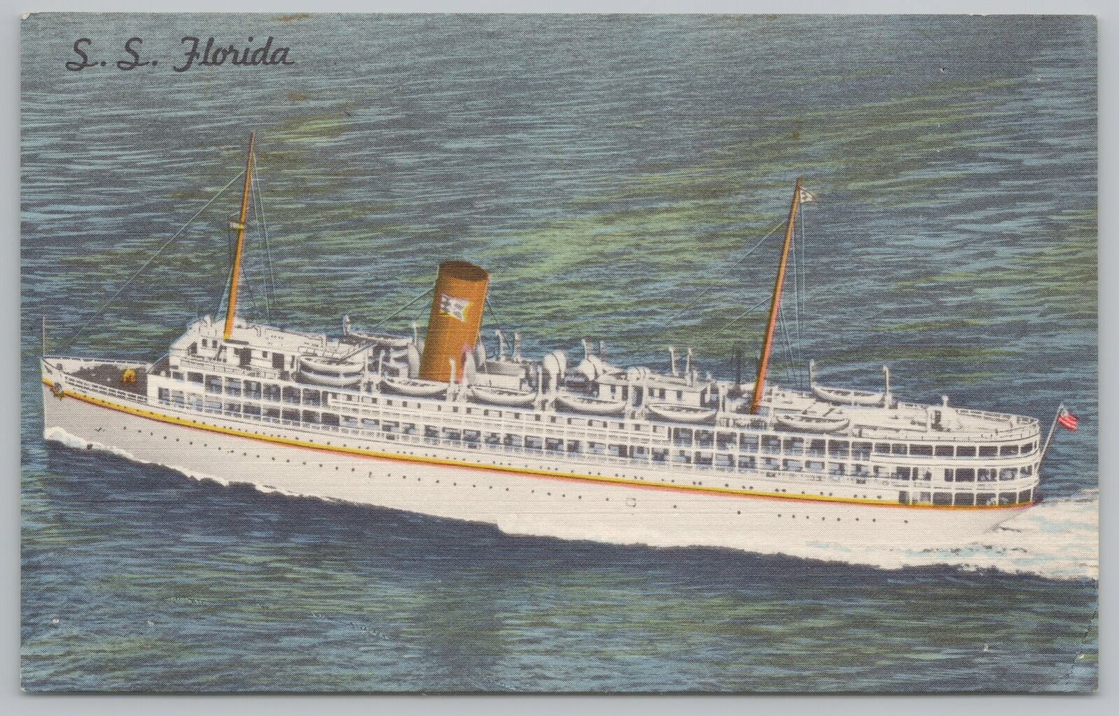 Transportation~Air View SS Florida Miami Florida~Vintage Postcard