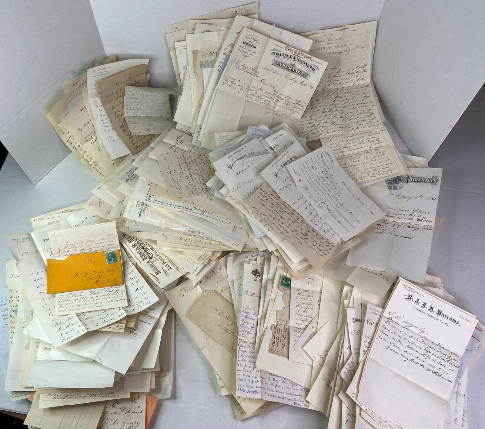 RARE HUGE Letter & Doc Archive 750+ Noyes Lumber  1880s Westport Pennsylvania PA