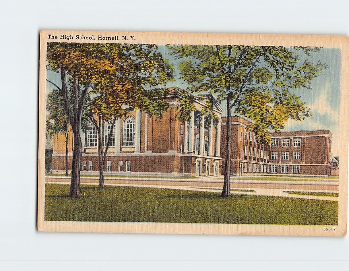 Postcard The High School Hornell New York USA