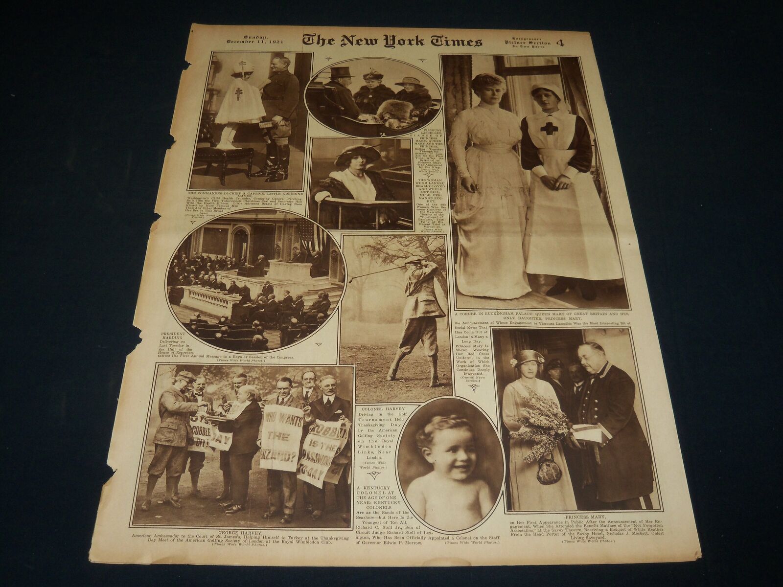 1921 DECEMBER 11 NEW YORK TIMES PICTURE SECTION - QUEEN MARY - NT 8929