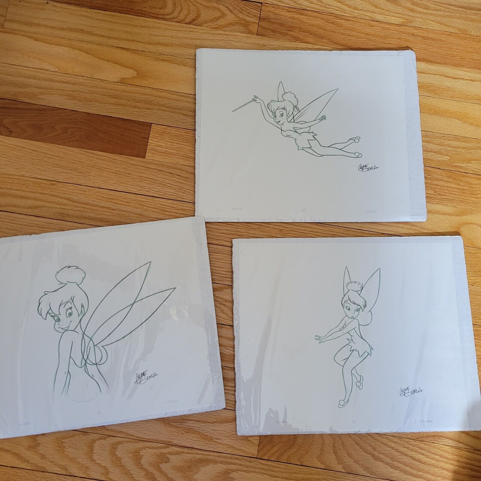 Disney Tinkerbell Drawings Sketches Signed Stamped Hand Drawn Gene Gonda 