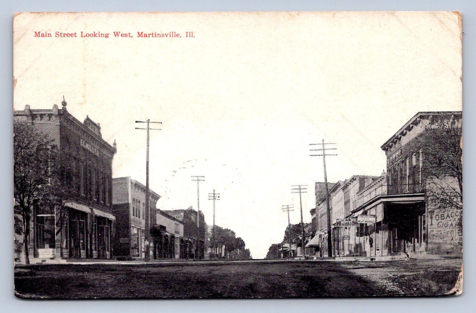 K2/ Martinsville Illinois Postcard c1910 Main Street West Stores 460