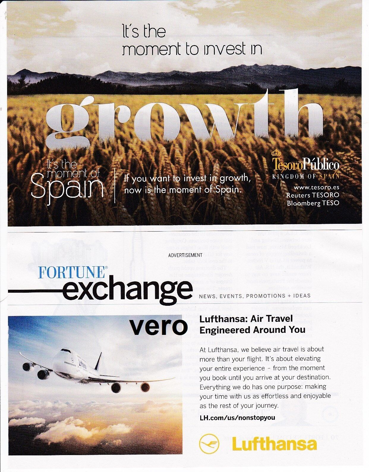LUFTHANSA LH airline 2016 magazine ad clipping print advertisement 1/2 page