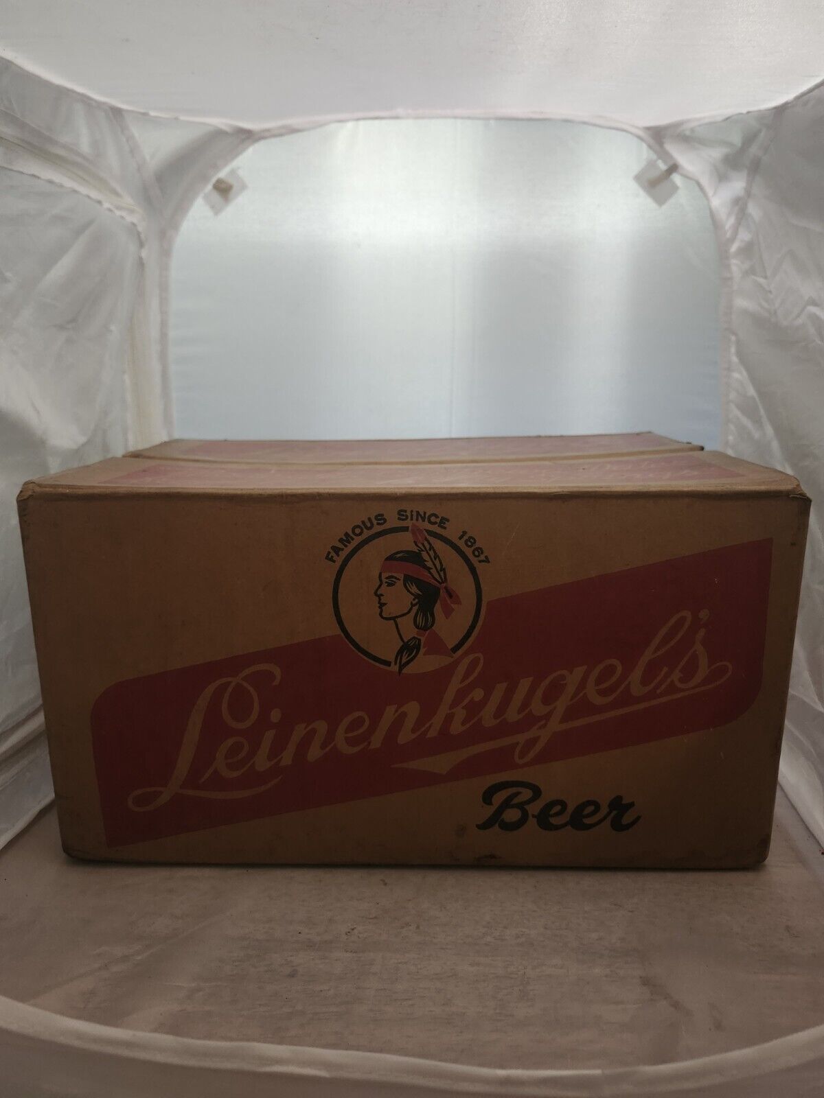 1950\'s s Leinenkugel Chippewa Falls WI 7 Ounce Bottle Cardboard Case Graphic