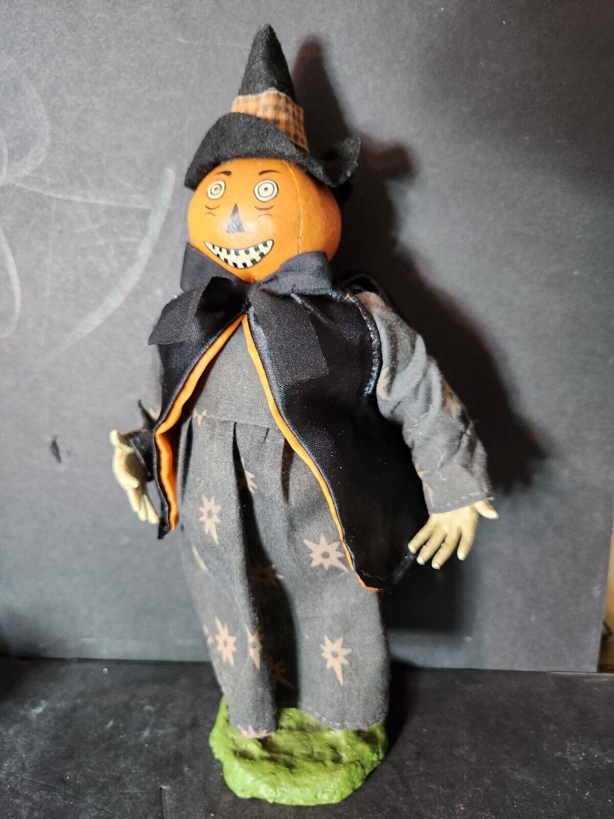 Halloween Pumpkin Head Folk Art/Primitive/Whimsical Style Figurine