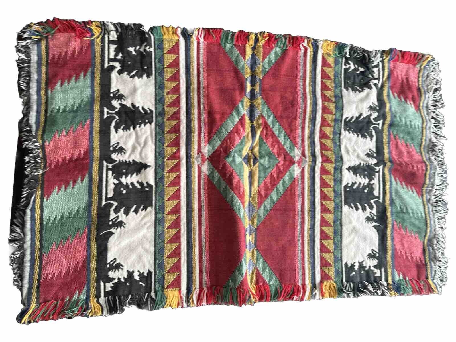Native American Indian Throw Tapestry Canoe