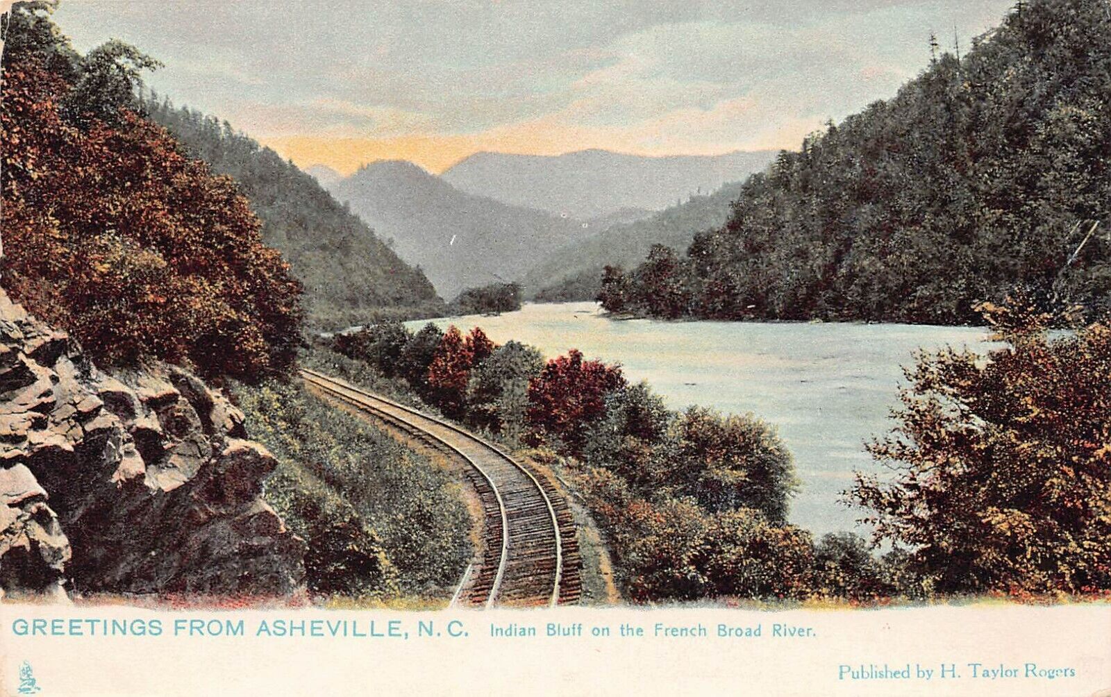 Asheville NC Indian Bluff Trail Henderson County Railroad Tracks Vtg Postcard W8