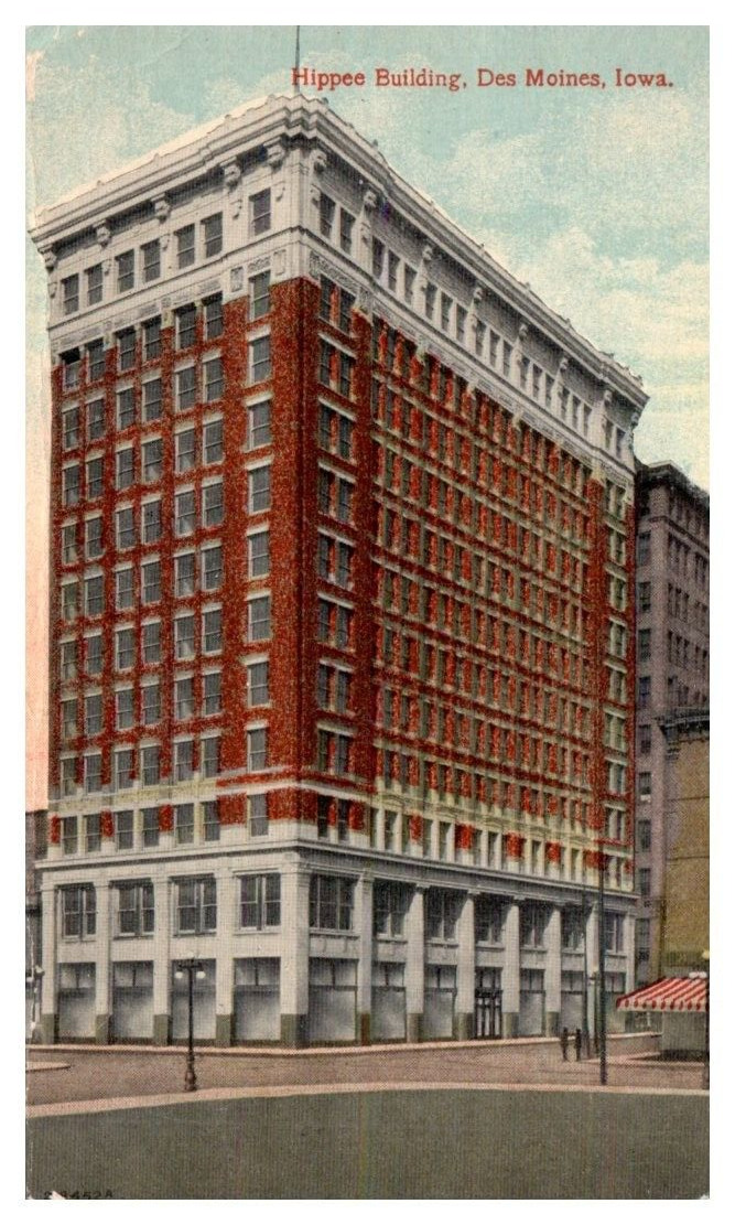 HIPPEE BUILDING Des Moines, IA c1916 - Postcard