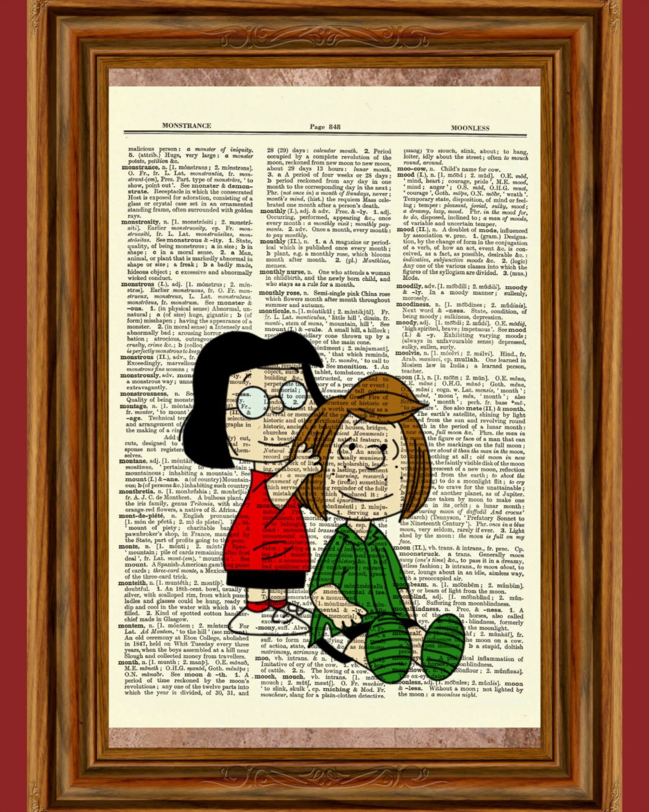 Peppermint Patty & Marcie Peanuts Dictionary Art Print Picture Charlie Brown