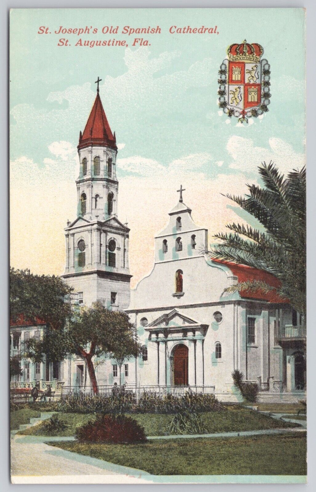 St Augustine Florida, St Joseph\'s Old Spanish Cathedral, Vintage Postcard