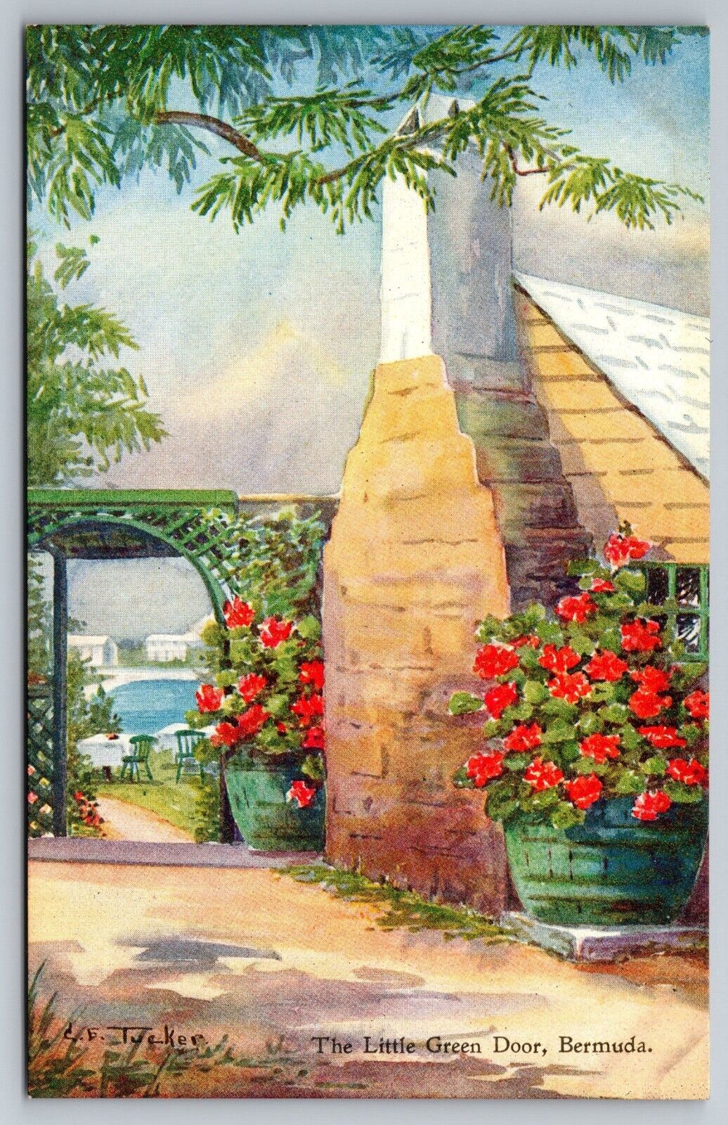The Little Green Door. C.F. Tucker. Bermuda Vintage Postcard