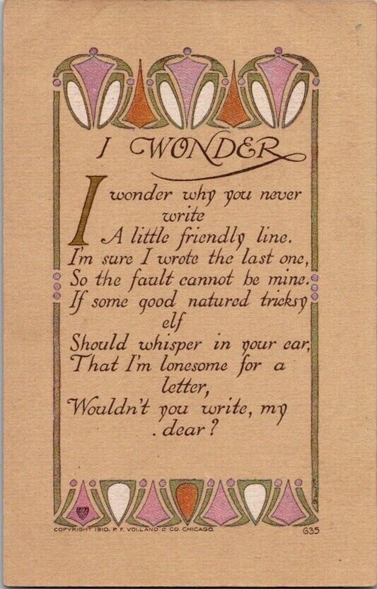 Vintage Postcard Art Nouveau Style Greeting Card \